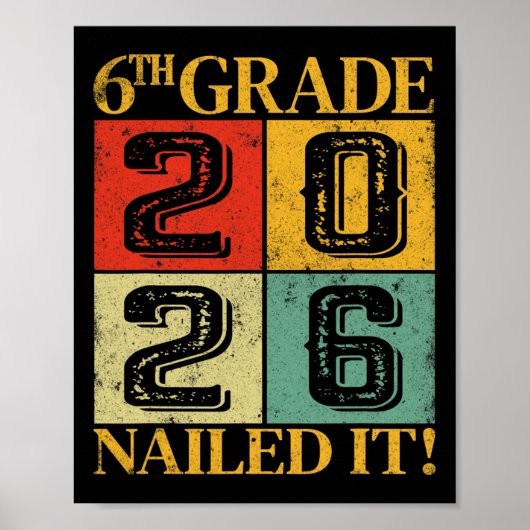 Poster Sixième 6e année diplômé 2026 Rétro École Élémenta (Devant)