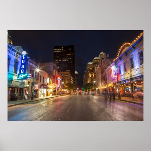 Poster Sixième Rue À Dusk Dans Le Centre-Ville D'Austin,  (Devant)