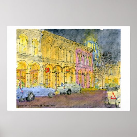 Poster Sixième rue est à Trinity Street, Austin, Texas (Devant)