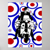 Poster Sixties Mod scooter garçon sur des cercles rétro (Devant)