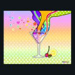 POSTER SIXTIES POP ART STYLE MARTINI<br><div class="desc">Le Martini va Pop Art avec du verre de martini pop art de style rétro juste éclatant avec des graphiques fluides et colorés de style années 60 comme le flair de dessin animé du sous-marin jaune. Un martini contemporain obtient un petit remake de la puissance des fleurs et quelques garnitures...</div>