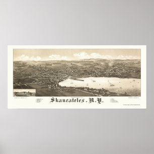 Poster Skaneateles, carte panoramique de NY - 1884