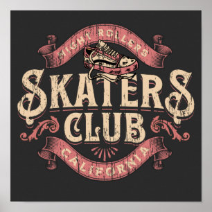 Poster Skatclub de californie en détresse emblème T-Shirt