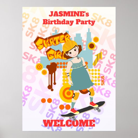 Poster Skate Park Fun Boy Fête d'anniversaire (Devant)