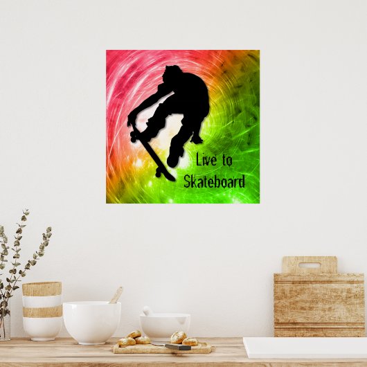 Poster Skateboard dans un cyclone psychédélique (Cuisine)