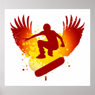 Poster skateboard hi-fi. coucher de soleil s'estompe.