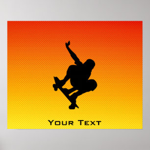 Poster Skateboard jaune orange