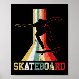 Poster Skateboard Rétro Skateboardeur Planche à Roulettes