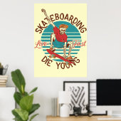 Poster Skateboard Skateboard Live Fast (Bureau à domicile)