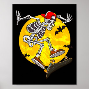 Poster Skateboard Skeleton Funny Halloween Costume Patina