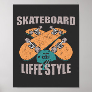 Poster skateboard style de vie patinage vintage amoureux 