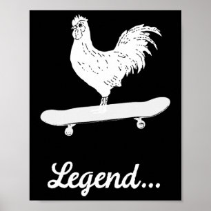 Poster Skateboarder Coq Poulet Skateboard Drôle