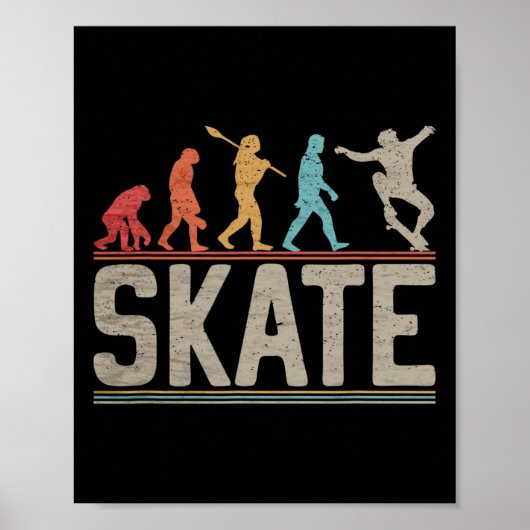 Poster Skateboarder Evolution Skater Skateboard And Skate (Devant)