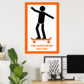 Poster Skateboardeur sur son skateboard personnalisé (Bureau à domicile)