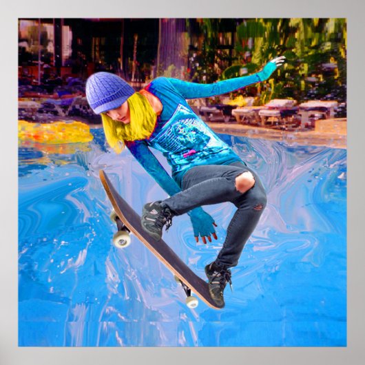 Poster Skateboarding on Water (Devant)