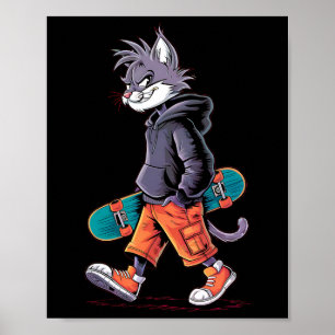 Poster Skatepark Cool Patinage Cat Rizzler Skateboard