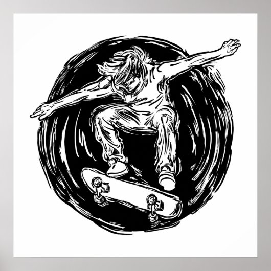 Poster Skater légendaire faisant du ski de fond en milieu (Devant)