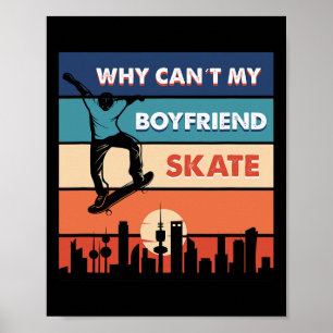 Poster Skateur de la ville au coucher du soleil rétro