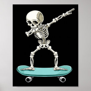 Poster Skateur de squelette effrayant Halloween Skateboar