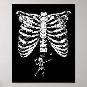 Poster Skeleton Badminton Grossesse Halloween Smash Shutt