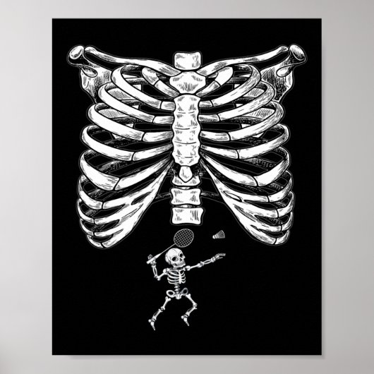 Poster Skeleton Badminton Grossesse Halloween Smash Shutt (Devant)