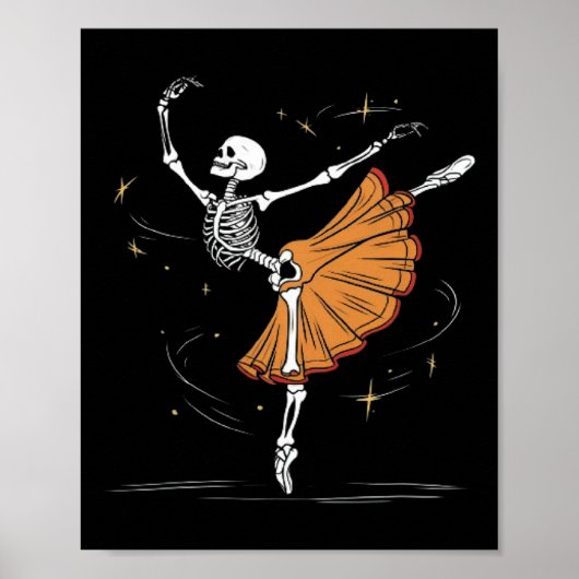 Poster Skeleton Ballerina Ballet Danse Halloween (Devant)