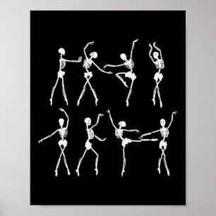 Poster Skeleton Ballerinas Ballet Dance Cute Halloween Co