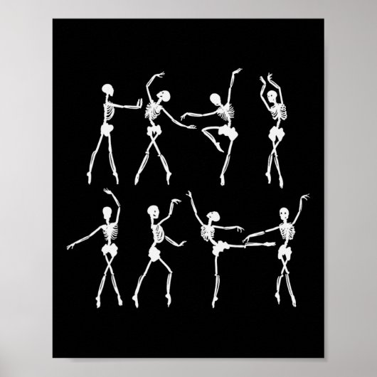 Poster Skeleton Ballerinas Ballet Dance Cute Halloween Co (Devant)