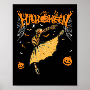 Poster Skeleton Ballerinas Ballet Dance Cute Halloween Co