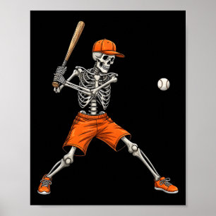 Poster Skeleton Baseball Halloween Costume Drôle Hommes G