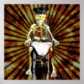 Poster Skeleton biker fumer une cigarette (Devant)