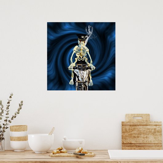 Poster Skeleton biker fumer une cigarette (Cuisine)