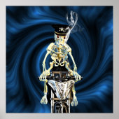 Poster Skeleton biker fumer une cigarette (Devant)
