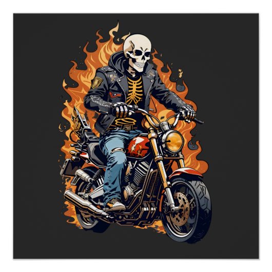 Poster Skeleton Biker | Motorcycle Lover | Haut cyclisme (Devant)