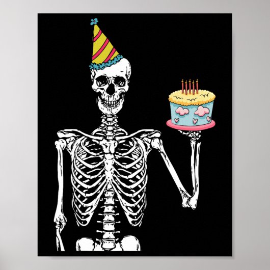 Poster Skeleton Birthday Party Lazy Halloween Costume Fun (Devant)
