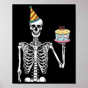 Poster Skeleton Birthday Party Lazy Halloween Costume Fun
