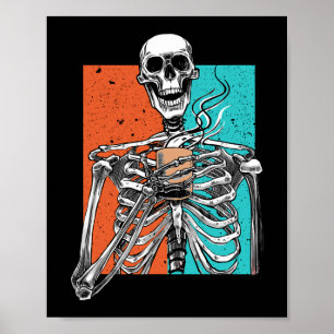 Poster Skeleton Boire Café Lover Drôle Halloween Sku