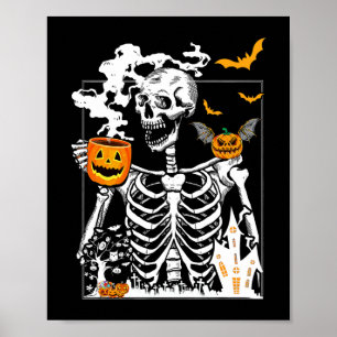Poster Skeleton Boire Café Lover Drôle Halloween Sku