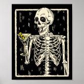 Poster Skeleton Boire Martini Tail Retro Halloween Cos (Devant)