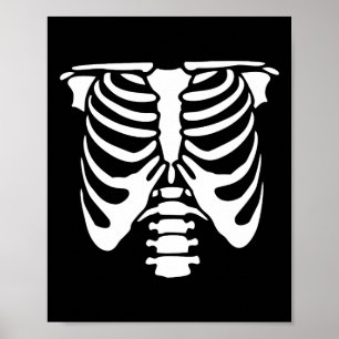 Poster Skeleton Cage de côtes de la poitrine Os Halloween
