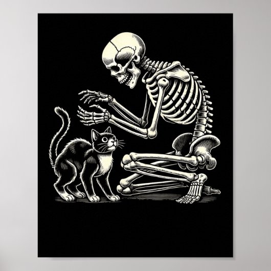 Poster Skeleton Cat Art For Men Femme Feline Costume Hall (Devant)
