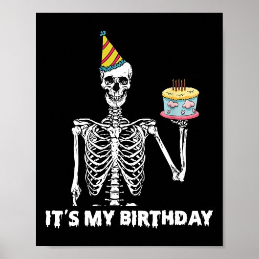 Poster Skeleton C'est ma fête d'anniversaire Halloween Bi (Devant)