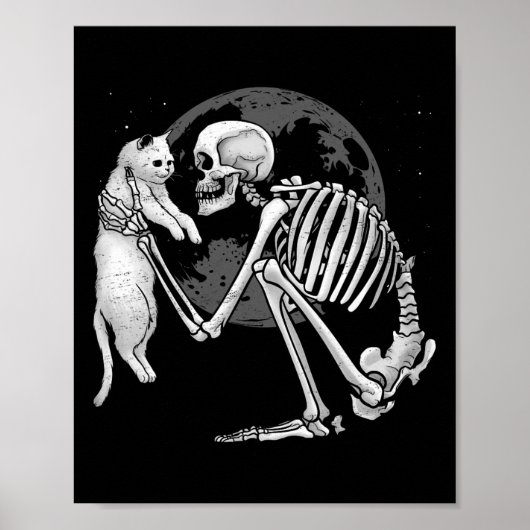 Poster Skeleton Chat Crâne Kitty mignonne Fantôme Hallowe (Devant)