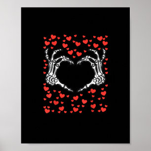 Poster Skeleton Coeur main Valentines Jour Drôle Classiqu