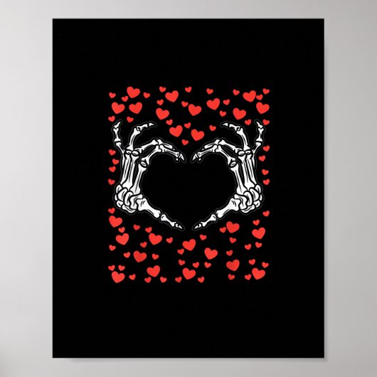 Poster Skeleton Coeur main Valentines Jour Drôle Classiqu (Devant)