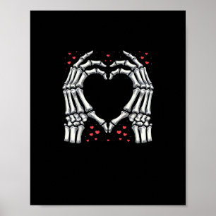Poster Skeleton Coeur main Valentines Jour Drôle Couple
