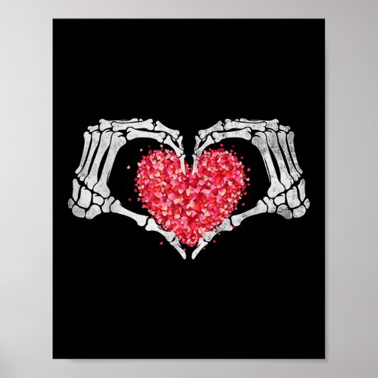 Poster Skeleton Coeur main Valentines Jour Funny Bones Lo (Devant)