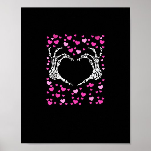 Poster Skeleton Coeur main Valentines Jour Funny Viral (Devant)