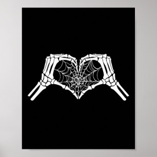 Poster Skeleton Coeur mains Spiderweb Halloween Éffrayant