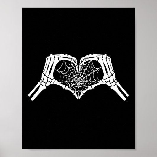 Poster Skeleton Coeur mains Spiderweb Halloween Éffrayant (Devant)